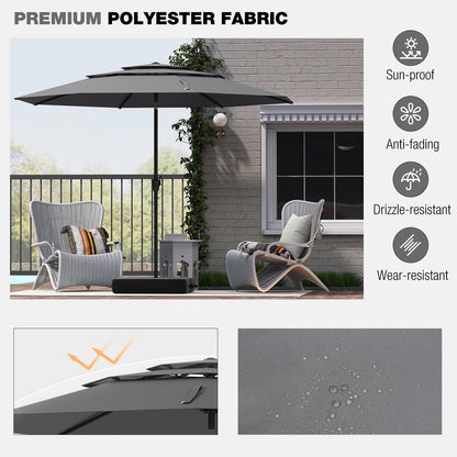 10 ft 3-tier Vented Patio Umbrella with Push Button Tilt-Gray