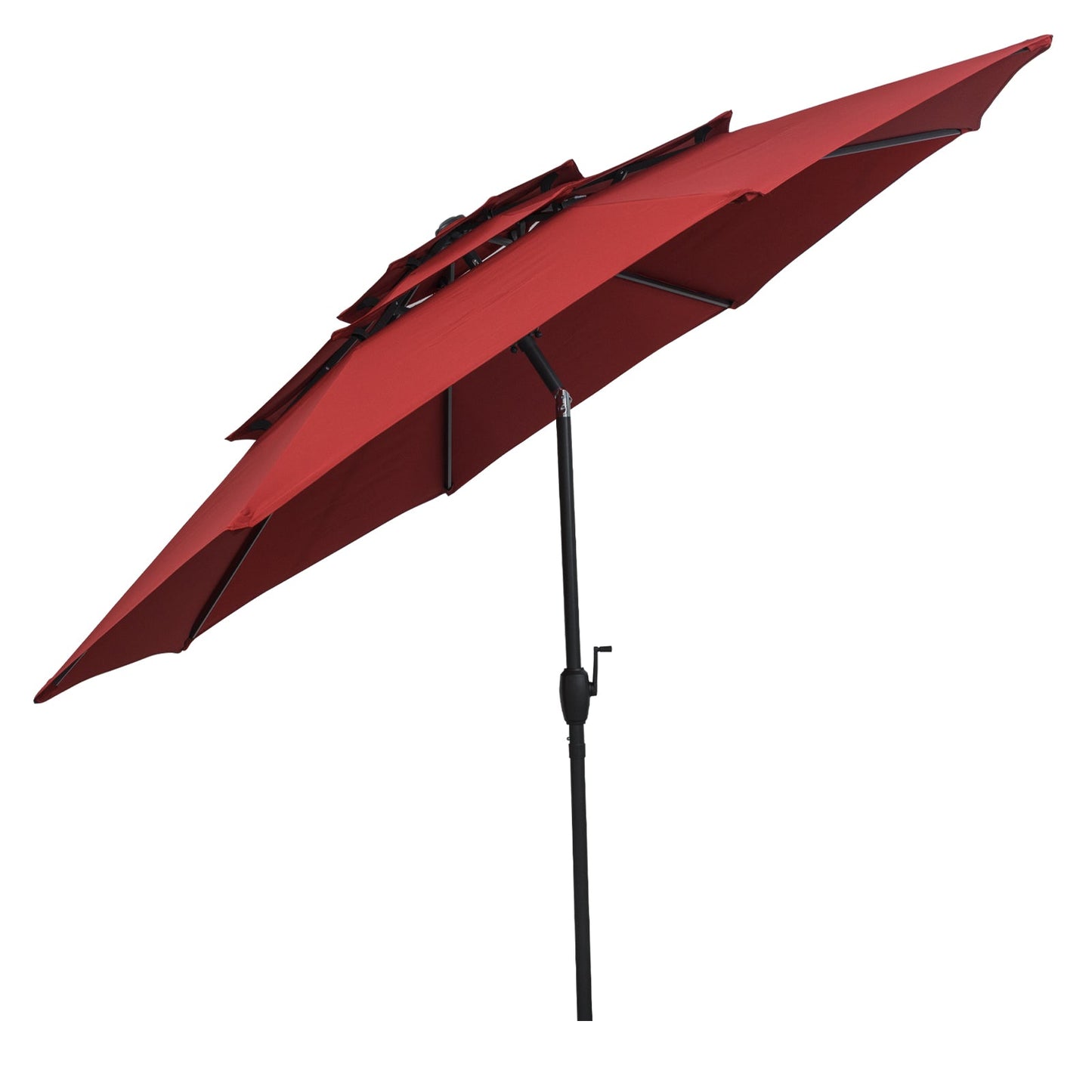 10 ft 3-tier Vented Patio Umbrella with Push Button Tilt-Red