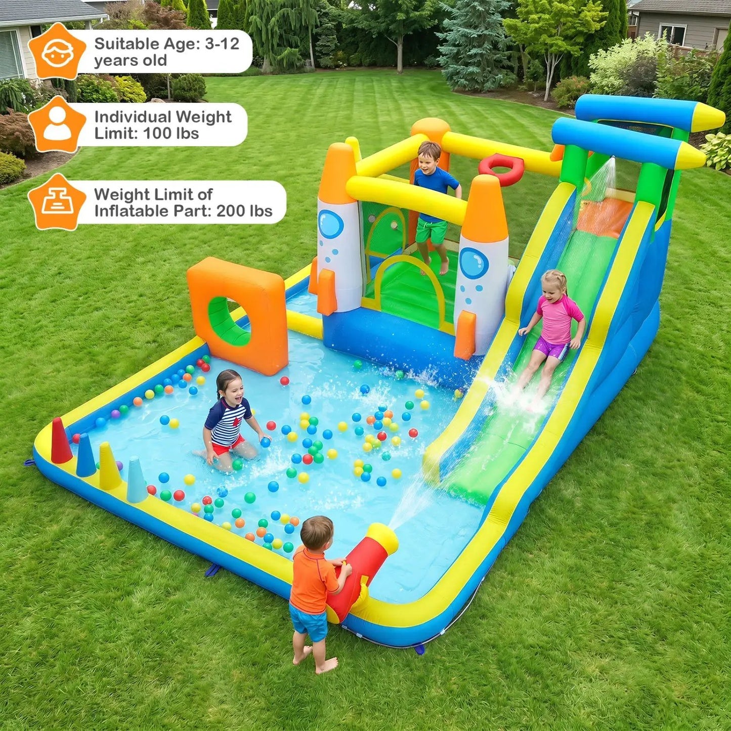 10 In 1 Inflatable Bounce House With Water Slide