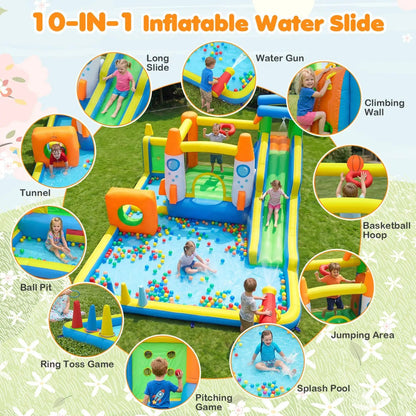 10 In 1 Inflatable Bounce House With Water Slide