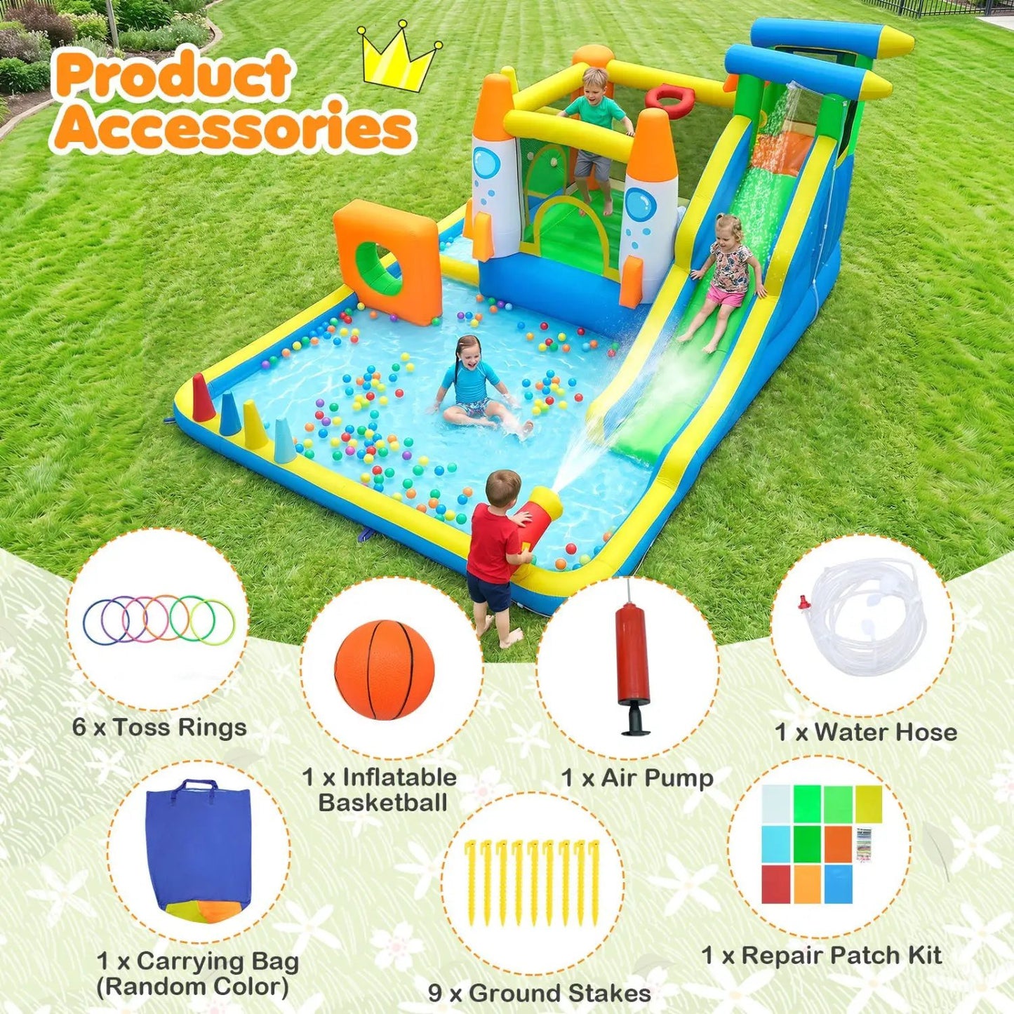 10 In 1 Inflatable Bounce House With Water Slide