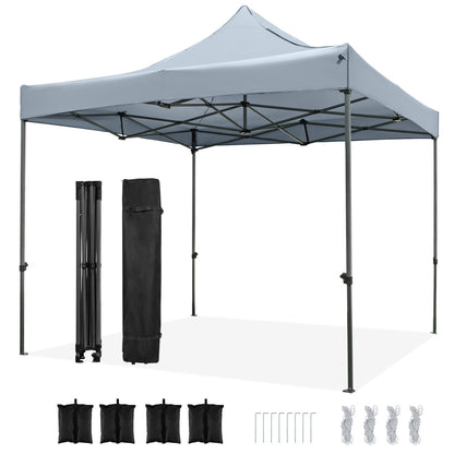 GemGear 10x10 ft outdoor pop-up canopy tent with wheeled bag gray frame and accessories on Tampa Home & Garden Store