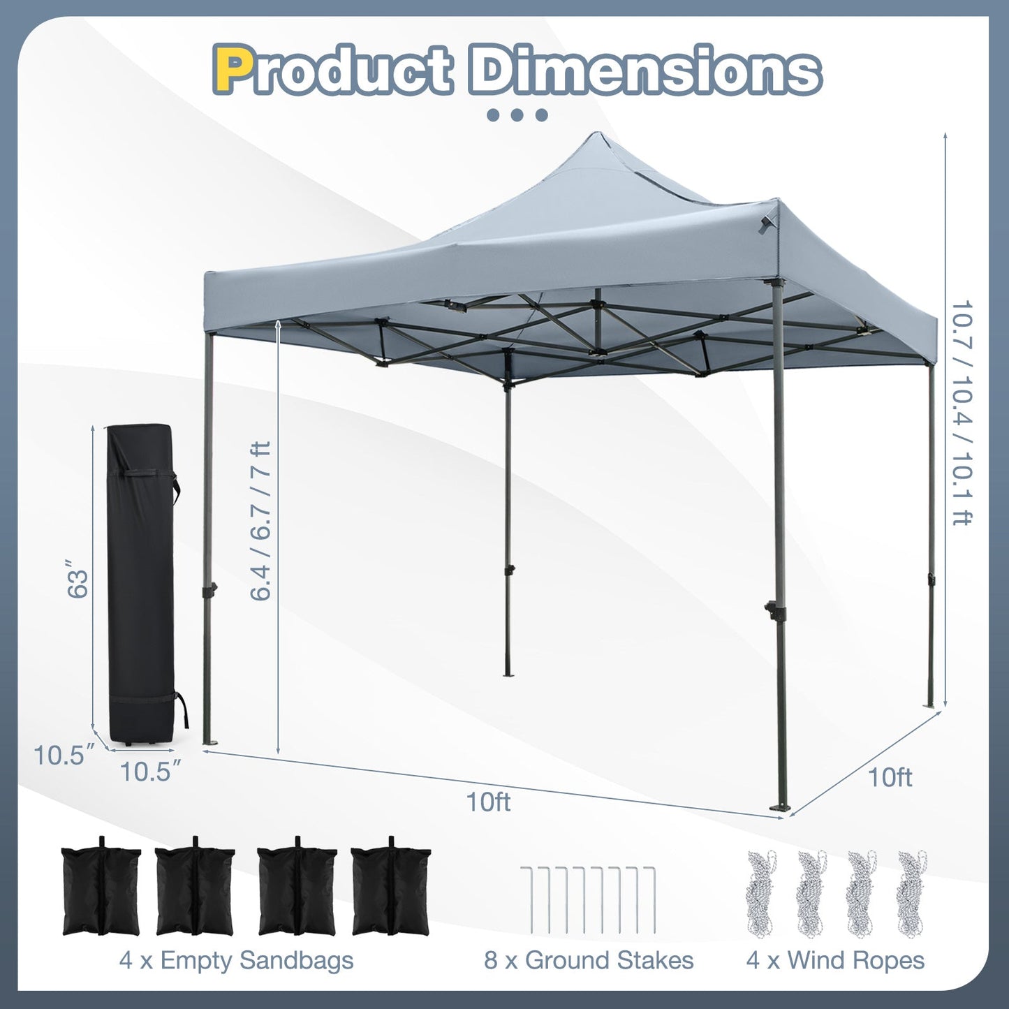 10 x 10 FT Outdoor Pop up Canopy Tent Easy Setup Gazebo Shelter with Wheeled Bag