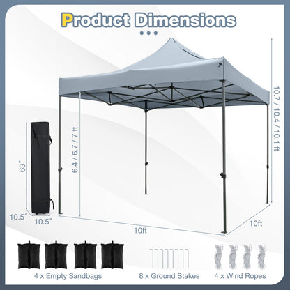 GemGear 10x10 ft outdoor pop up canopy tent with wheeled bag, grey canopy on Tampa Home & Garden Store