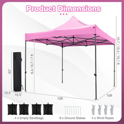 10 x 10 FT Outdoor Pop up Canopy Tent Easy Setup Gazebo Shelter with Wheeled Bag