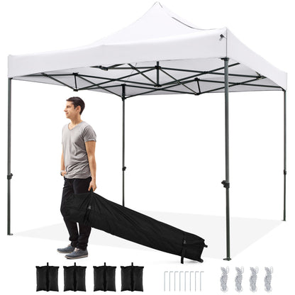 GemGear 10x10 ft outdoor pop up canopy tent with wheeled storage bag white shelter on Tampa Home & Garden Store