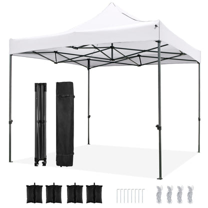 GemGear 10x10 ft canopy with white top, black frame, wheeled bag on Tampa Home & Garden Store