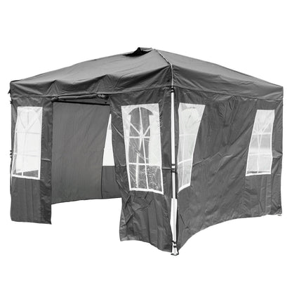 GemGear 10x10 pop up canopy tent with sidewalls; gray fabric, adjustable height, windows on Tampa Home & Garden Store