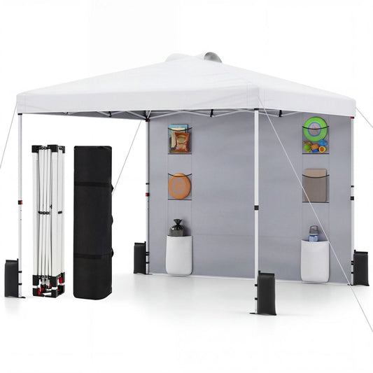 GemGear 10x10 ft white pop up canopy with sidewall and 6 pockets gazebo on Tampa Home & Garden Store
