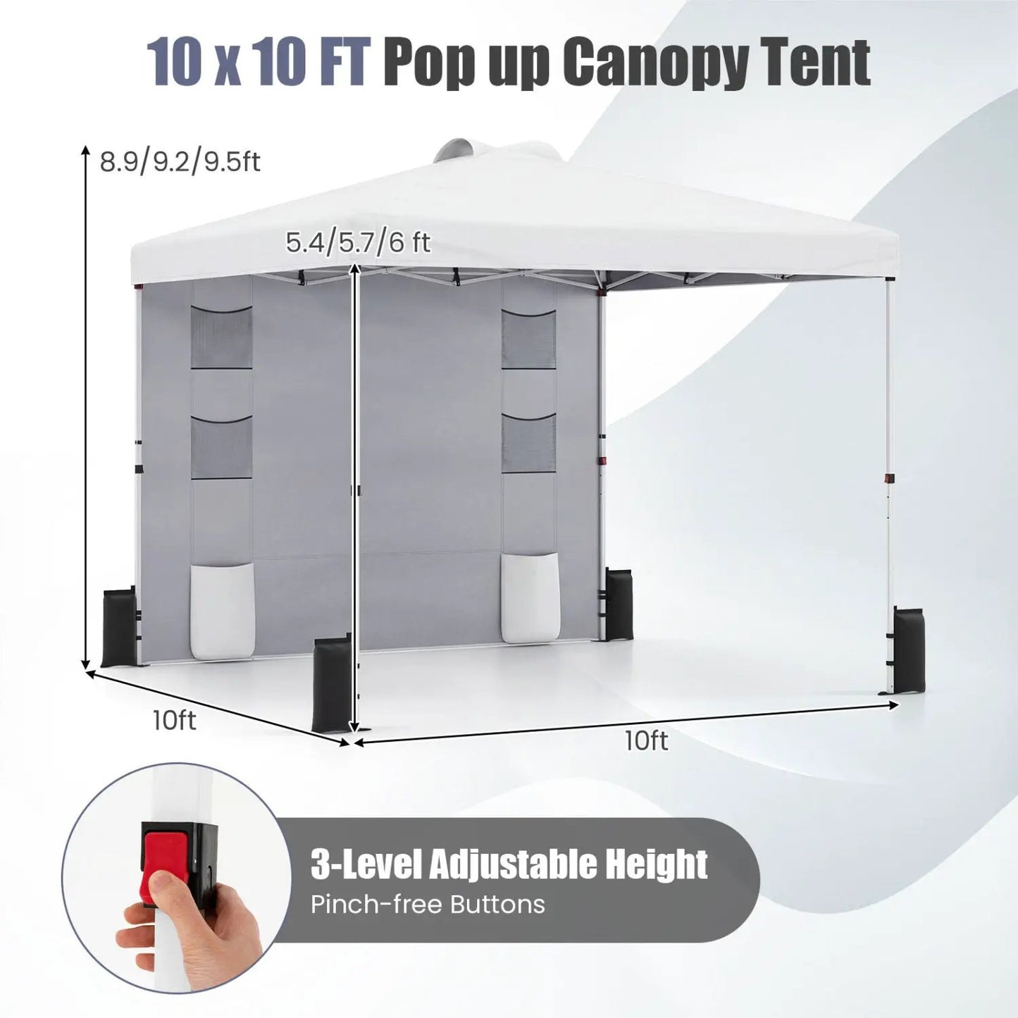 10x10 Pop Up Canopy Tent Sidewalls Pockets