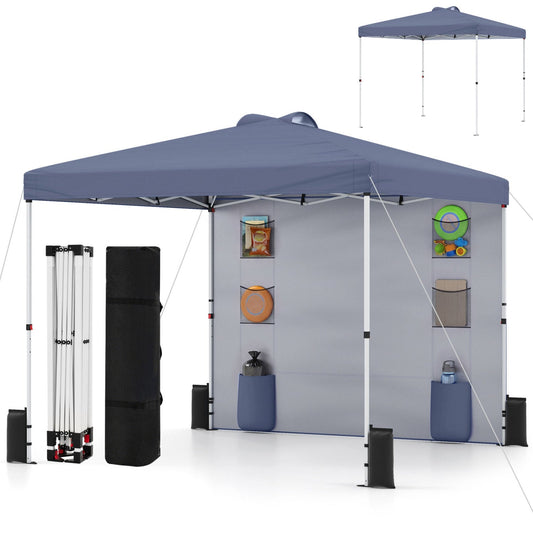 GemGear 10x10 ft pop up canopy tent with sidewalls, blue top, instant setup on Tampa Home & Garden Store