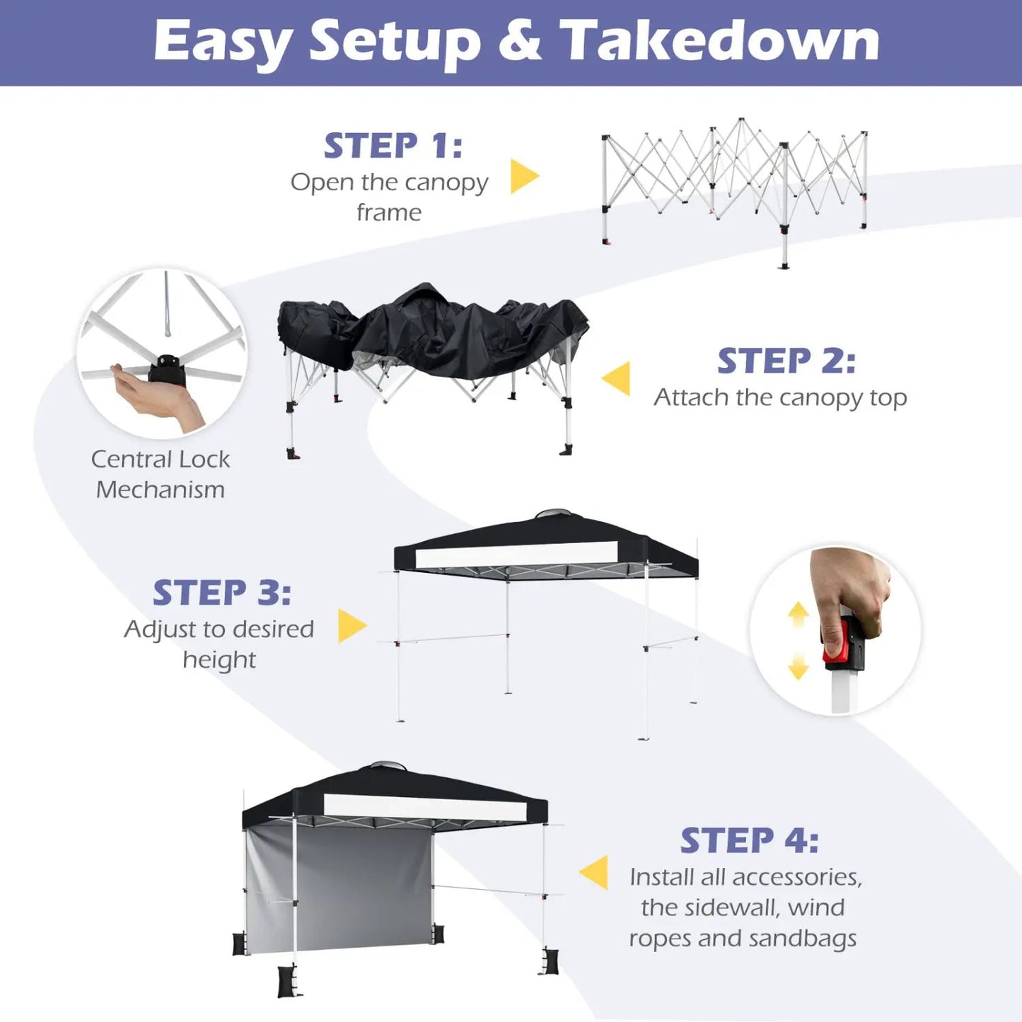 10x10 Pop Up Canopy Tent With Roller Bag