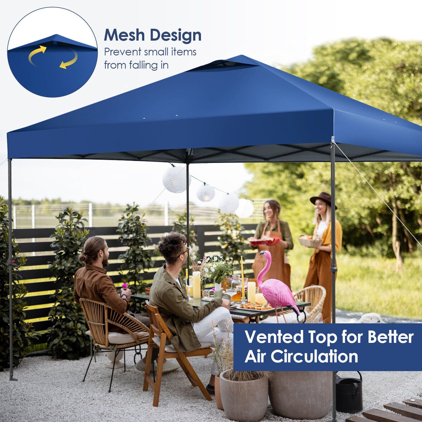 Toldo plegable instantáneo de 10 x 10 pies para exteriores con bolsa de transporte - Azul