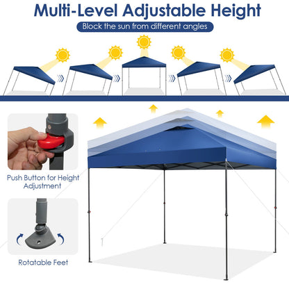 Toldo plegable instantáneo de 10 x 10 pies para exteriores con bolsa de transporte - Azul