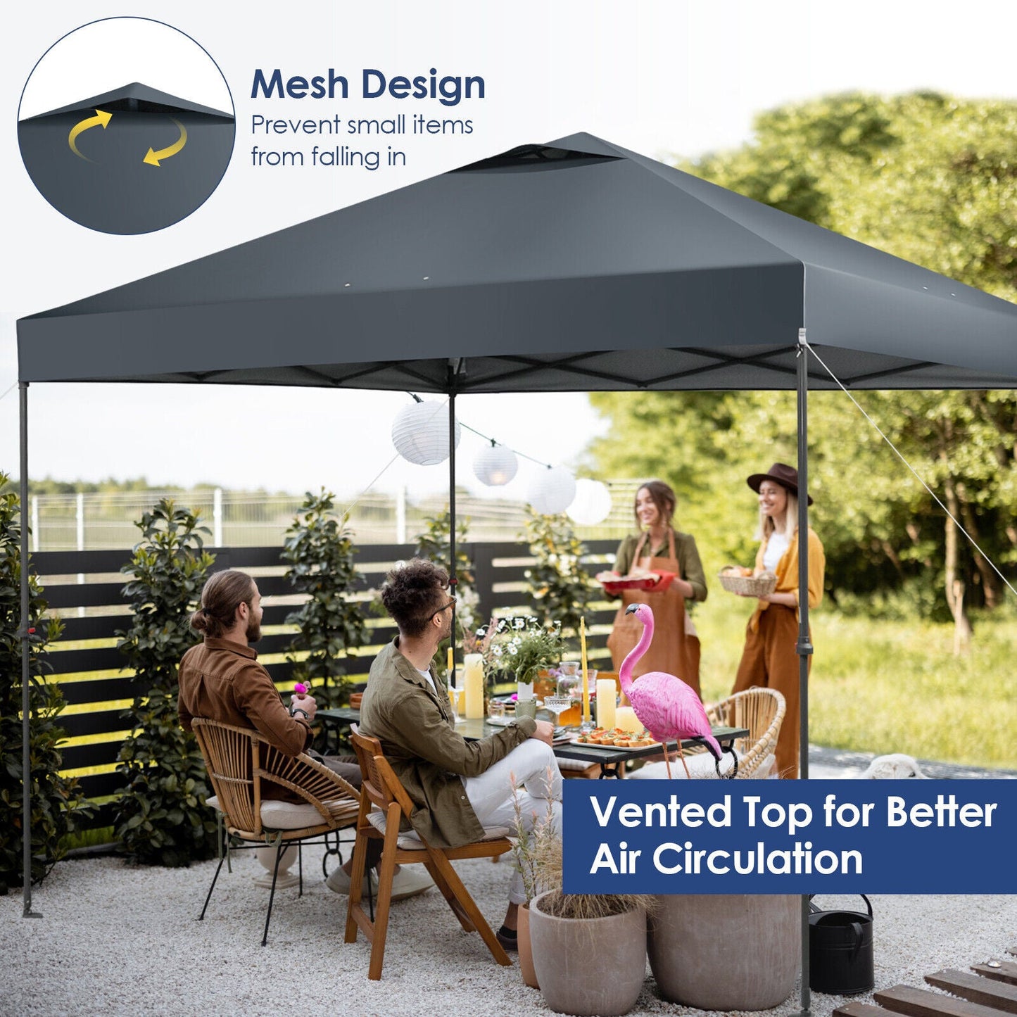 Toldo plegable instantáneo de 10 x 10 pies para exteriores con bolsa de transporte - Azul