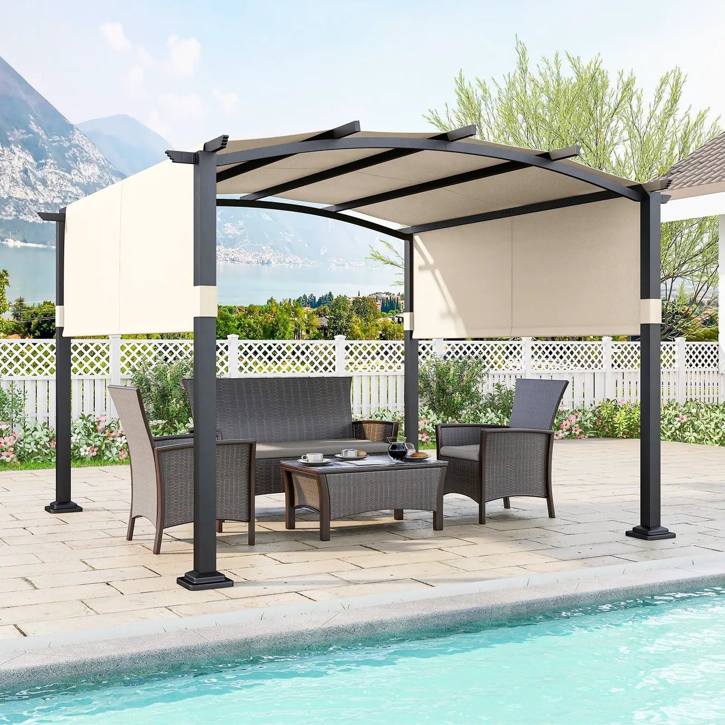 Outdoor Pergola 10x10 Modern Arched Patio Shelter