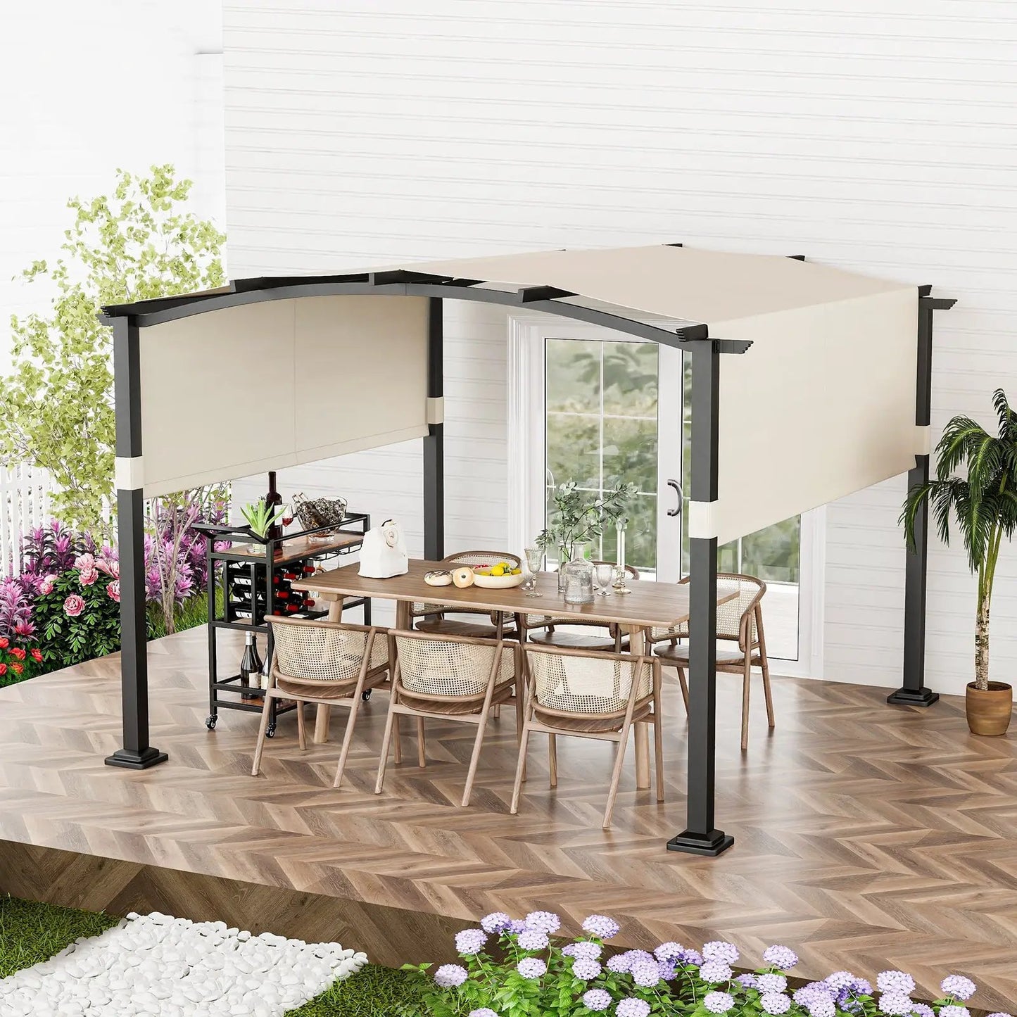 Outdoor Pergola 10x10 Modern Arched Patio Shelter