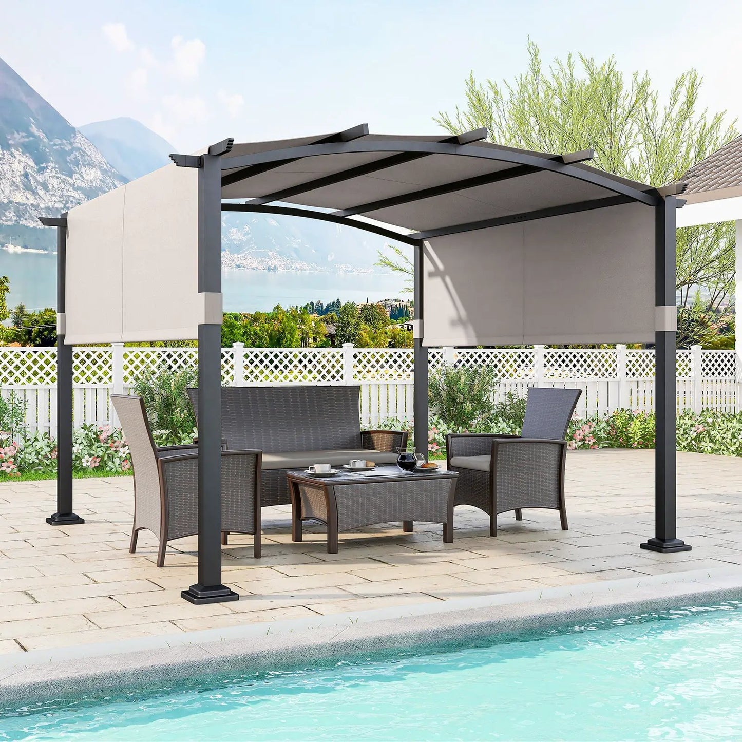 Outdoor Pergola 10x10 Modern Arched Patio Shelter