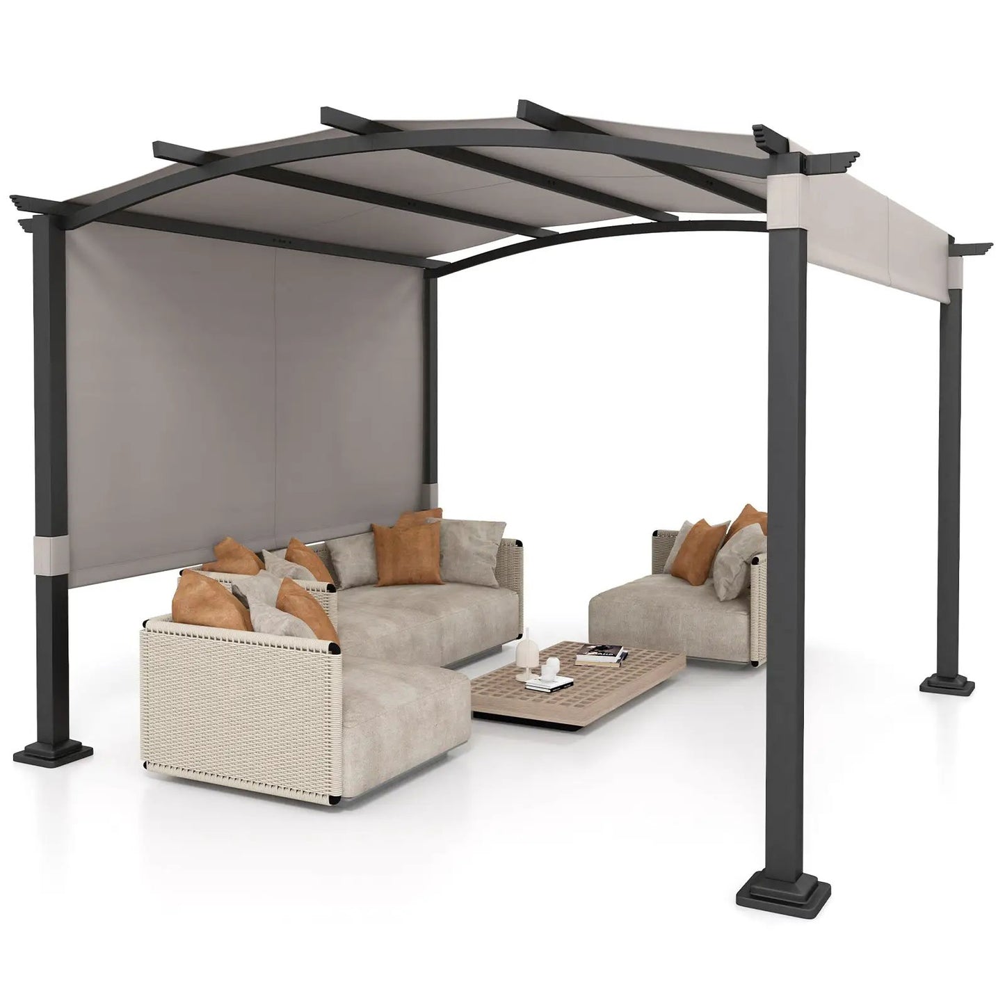 Outdoor Pergola 10x10 Modern Arched Patio Shelter