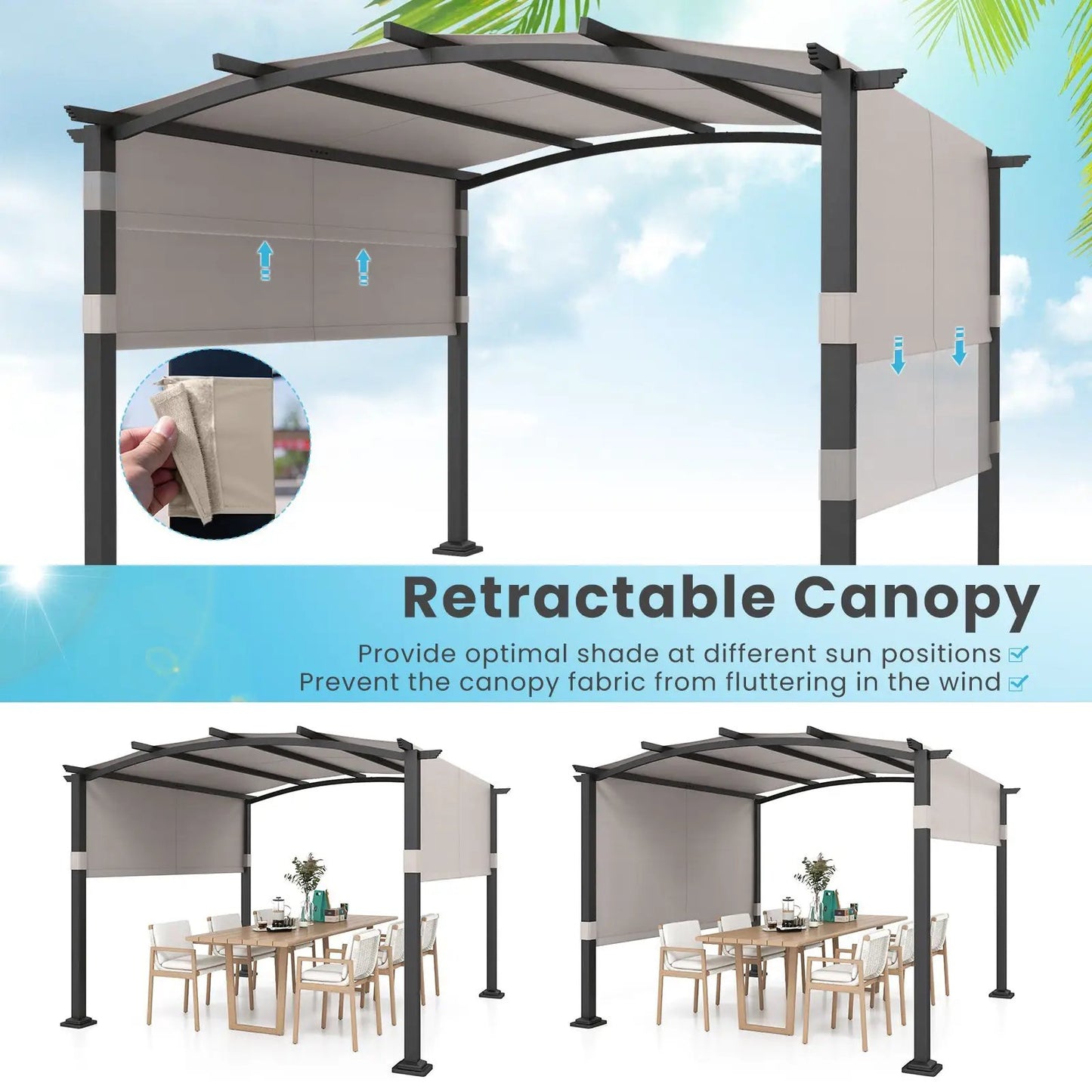 Outdoor Pergola 10x10 Modern Arched Patio Shelter