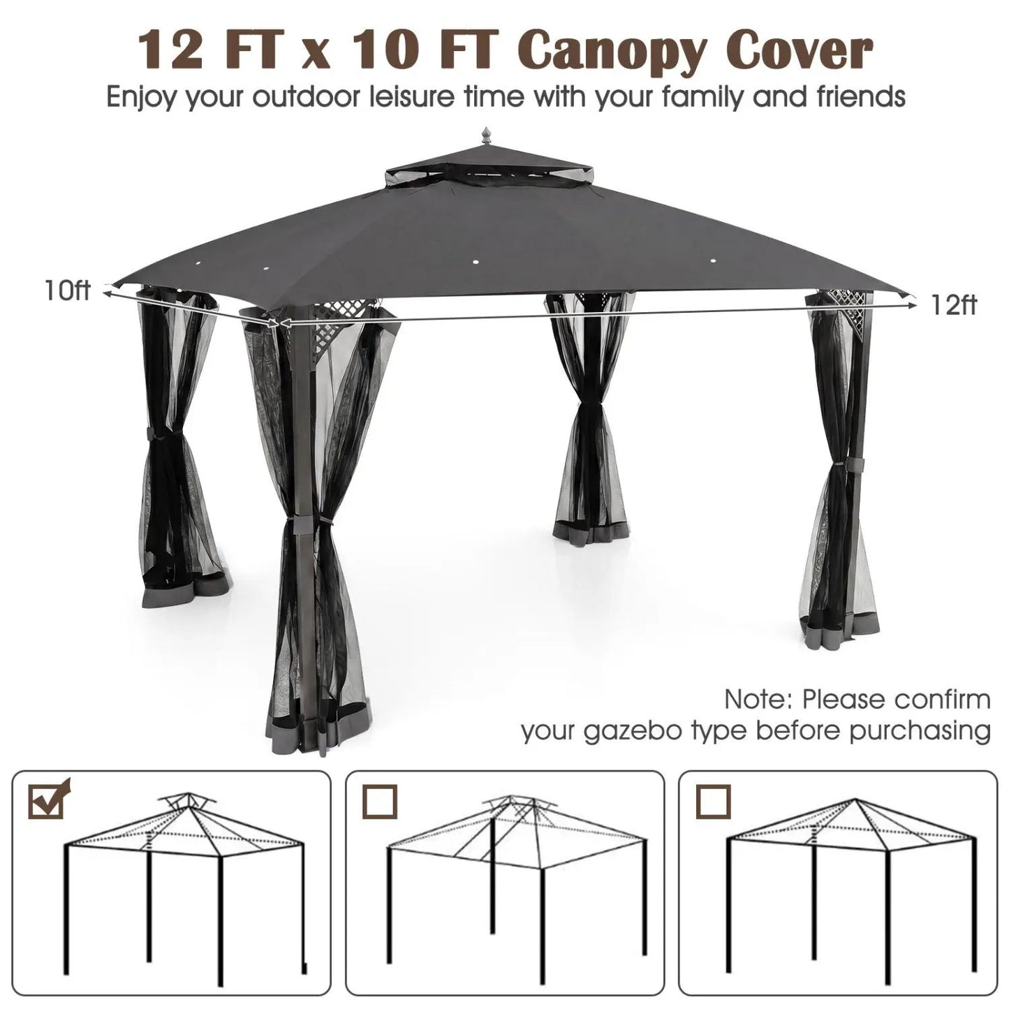 10x12 Gazebo Replacement Canopy with Vent