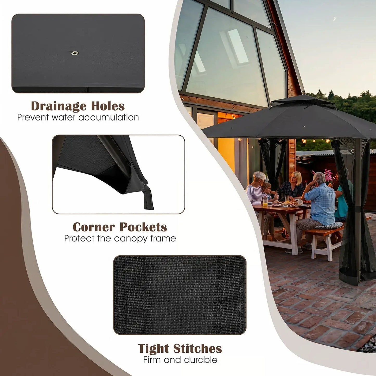 10x12 Gazebo Replacement Canopy with Vent