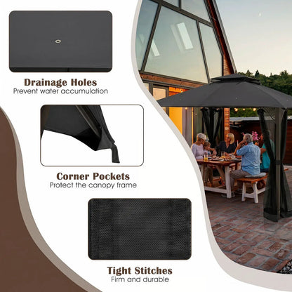 10x12 Gazebo Replacement Canopy with Vent