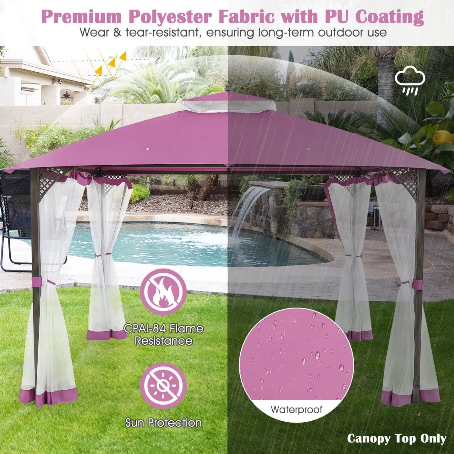 10x12 Gazebo Replacement Canopy with Vent
