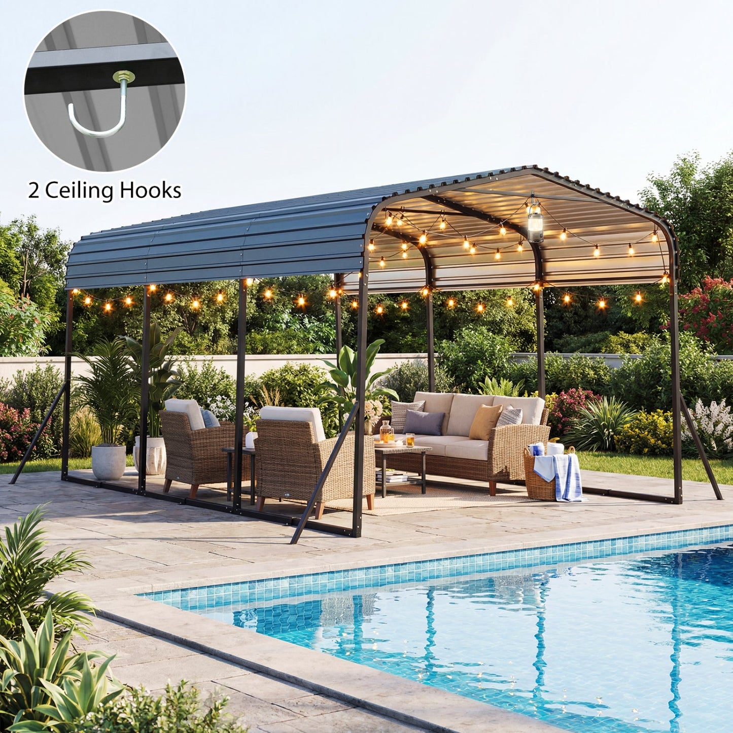 Heavy Duty Carport Shelter Galvanized Steel Roof