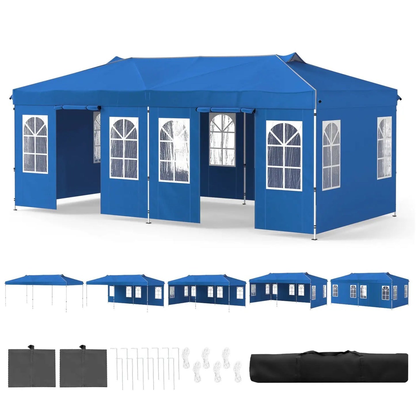 Pop Up Canopy Tent 10x20 Ft With 6 Sidewalls