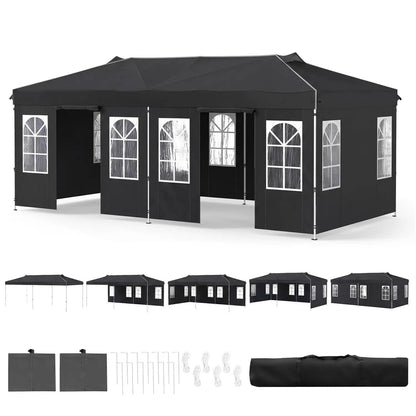 Pop Up Canopy Tent 10x20 Ft With 6 Sidewalls