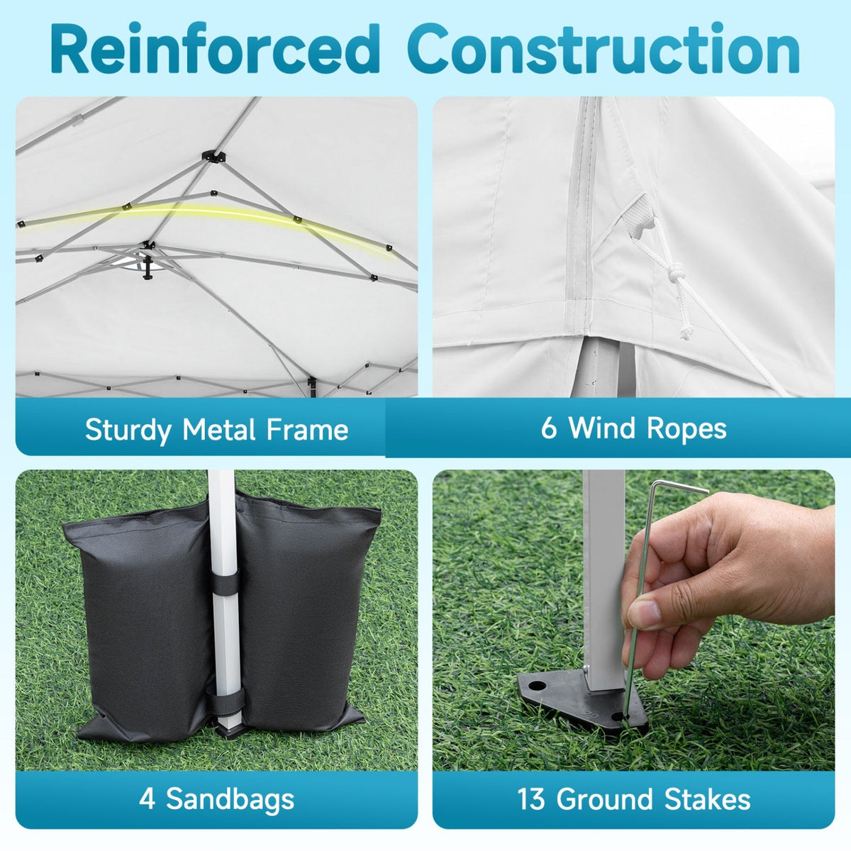 Pop Up Canopy Tent 10x20 ft GemGear white canopy with a sturdy metal frame and 4 sandbags on Tampa Home & Garden Store