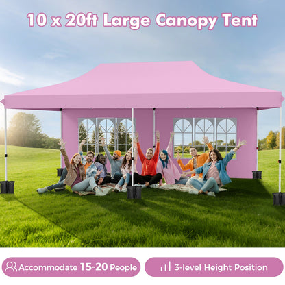Carpa desplegable de 10 x 20 pies con 6 paredes laterales y ventanas y bolsa de transporte para fiestas, bodas y pícnics - Azul