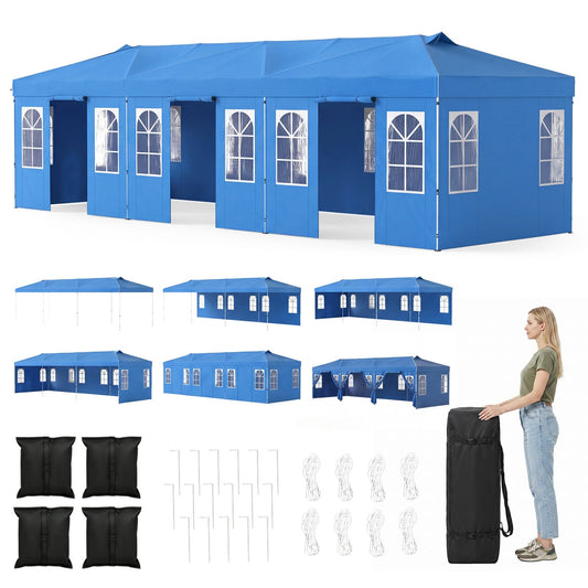 Pop Up Canopy Tent 10x30 ft with 8 sidewalls blue DirectDeals carry bag and stakes on Tampa Home & Garden Store