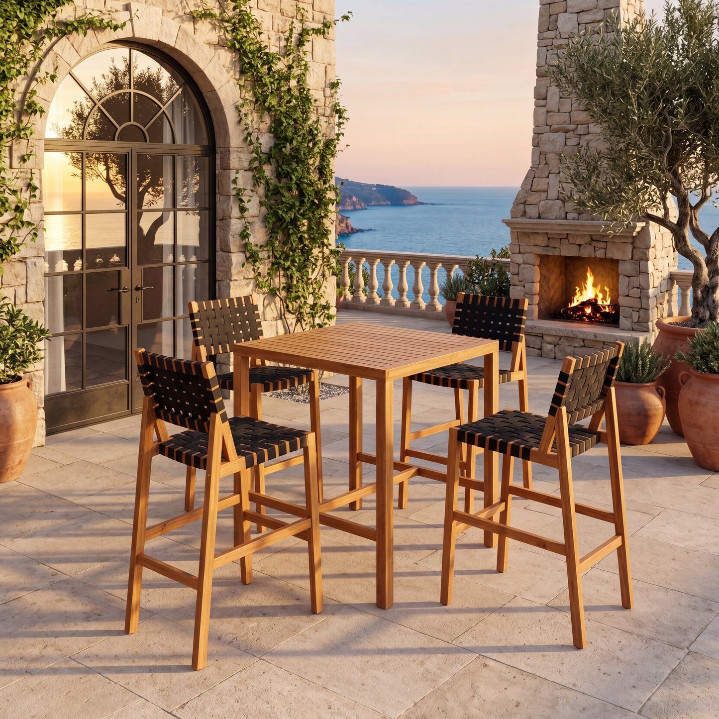 Acacia and Solid Wood Outdoor Furniture Set