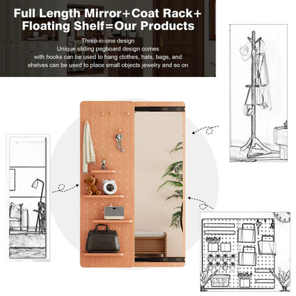 Wall Mounted Full Length Mirror with Hook