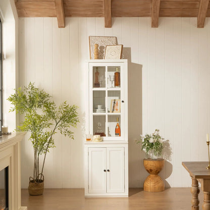 Retro Hutch Cabinet With Glass Doors for Home