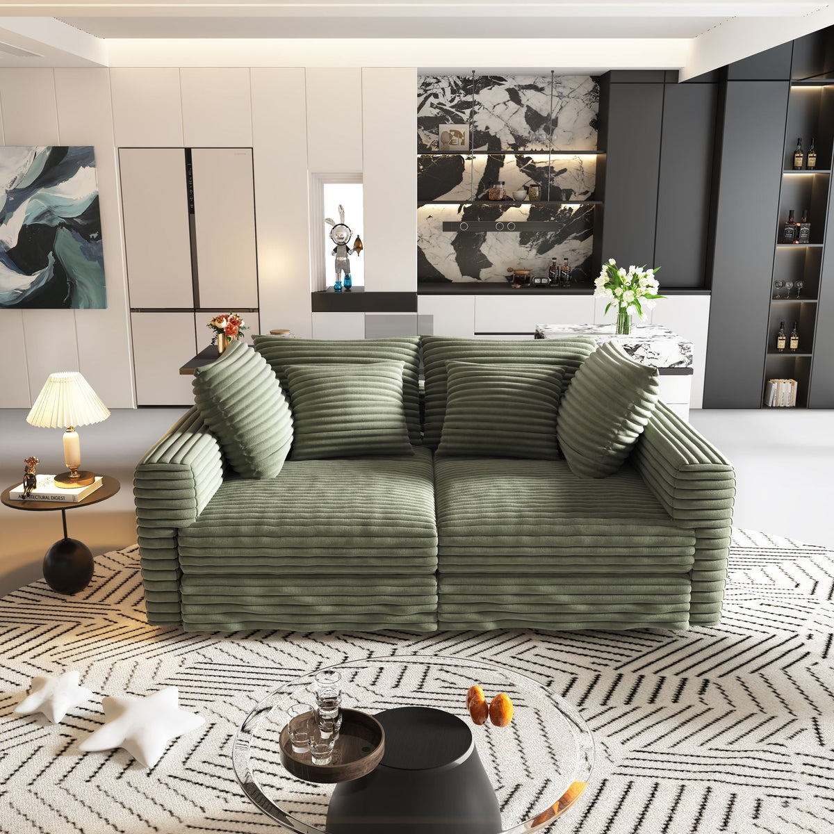 Convertible Sofa With Deep Seat and Pillows