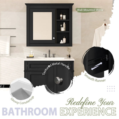 Bathroom Vanity with Top Sink and Mirror Cabinet