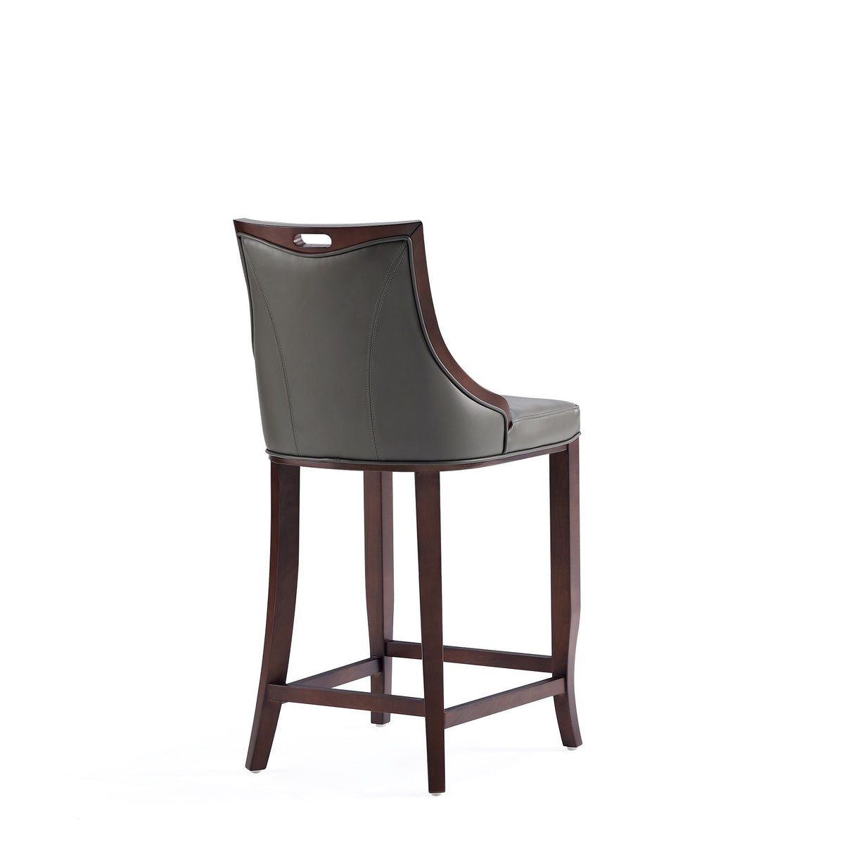 Emperor barstool gray leather backrest, dark wood frame, 28-30 in HouseOfZazla on Tampa Home & Garden Store