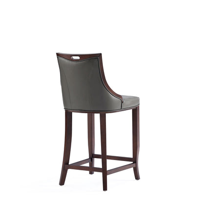 Emperor barstool gray leather backrest, dark wood frame, 28-30 in HouseOfZazla on Tampa Home & Garden Store