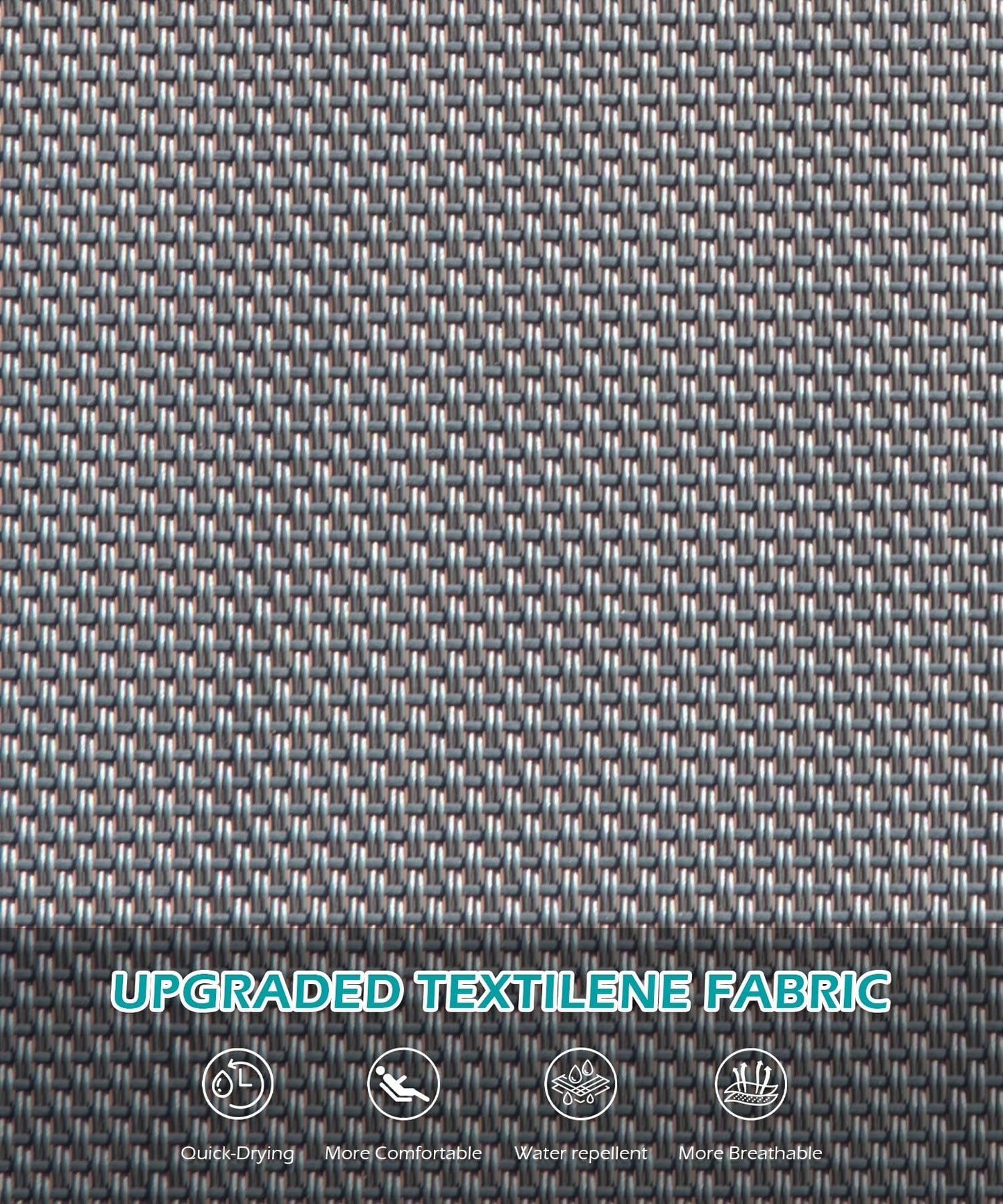 Lounge chair outdoor HDPE chaise lounge fabric close-up in blue-gray woven texture on Tampa Home & Garden Store