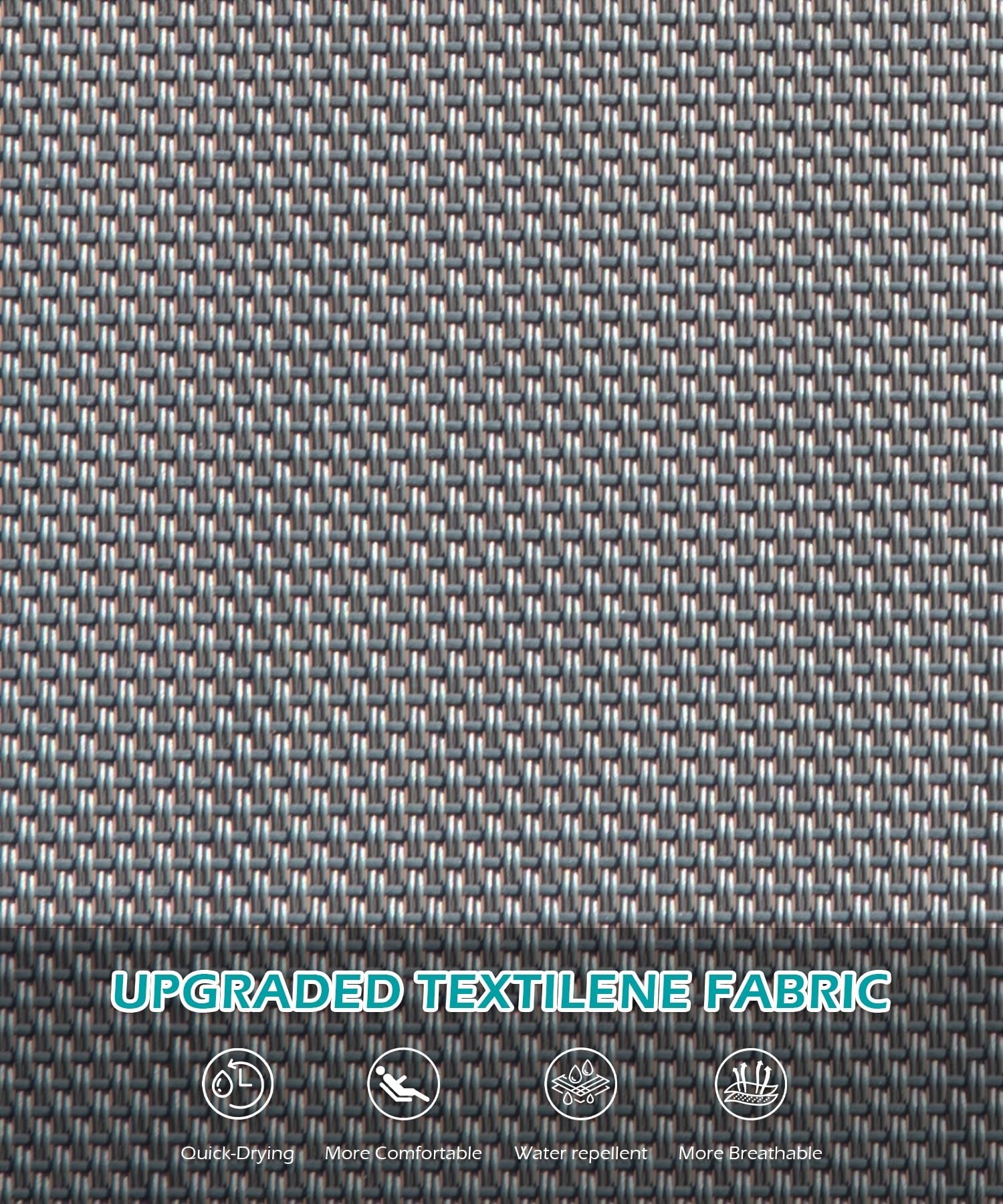 Lounge chair outdoor HDPE chaise lounge fabric close-up in blue-gray woven texture on Tampa Home & Garden Store