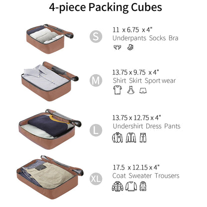 4-piece brown hard-shell luggage set with four packing cubes HouseOfZazla on Tampa Home & Garden Store