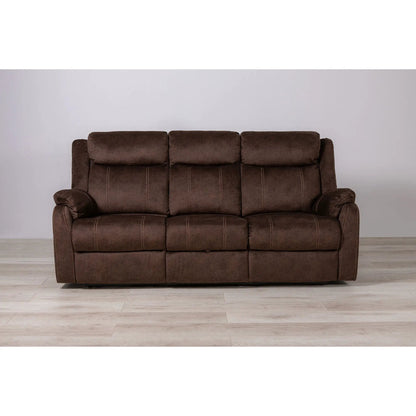 Sonet Domino Reclining Sofa by Unique Piece Furniture in brown fabric upholstery on Tampa Home & Garden Store