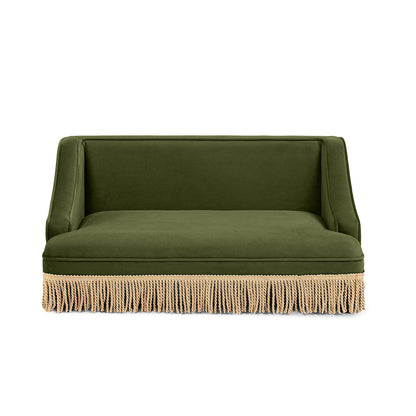 Duchess 33in Medium Princess Pet Bed Sofa olive green velvet fringe skirt HouseOfZazla on Tampa Home & Garden Store