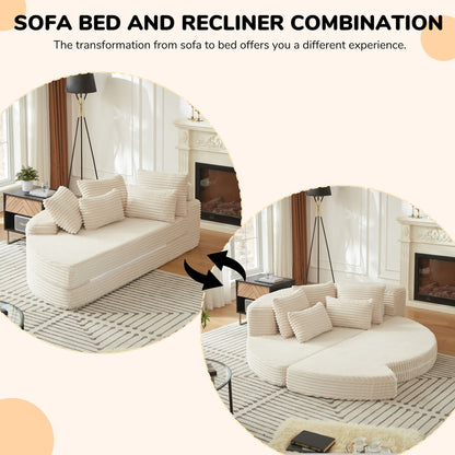 Semi Circular 2 in 1 Sofa Bed with Neck Pillow