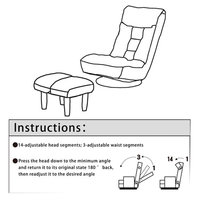 Adjustable Japanese reclining floor chair and ottoman with metal frame - HouseOfZazla on Tampa Home & Garden Store