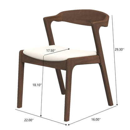 Dakota mid-century dining chair set of 2 in warm brown wood with white upholstered seats on Tampa Home & Garden Store