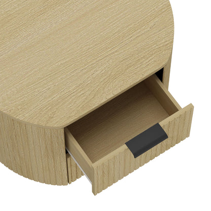 Oak nightstand with ribbed texture, two drawers in natural oak finish HouseOfZazla on Tampa Home & Garden Store